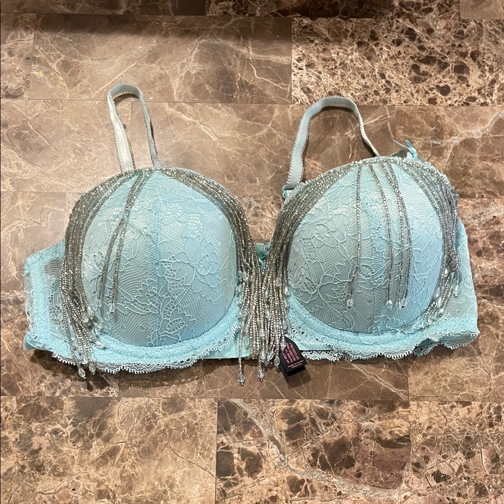 Elegant Lace Bra with Silver Accents